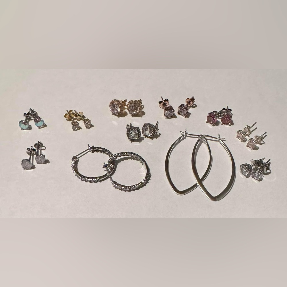 Sterling Silver Earrings Lot 11 Pairs